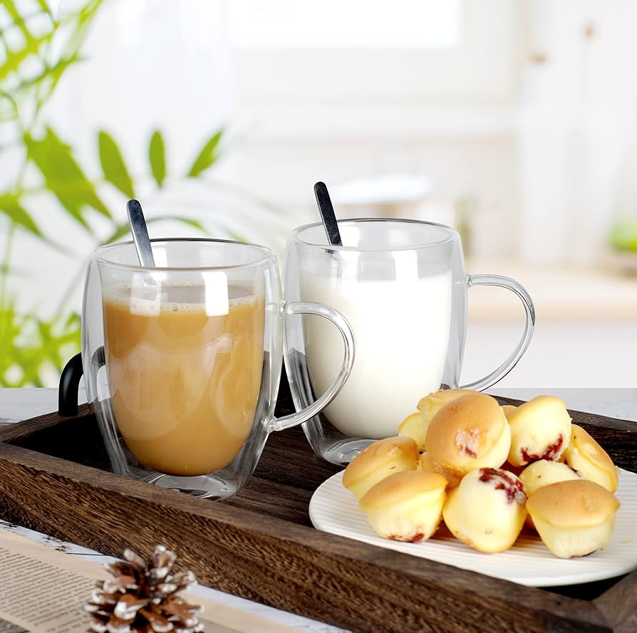 Doubled walled Glass Cup - 350 ML – Insulated Hot & Cold Beverage Gl image 3