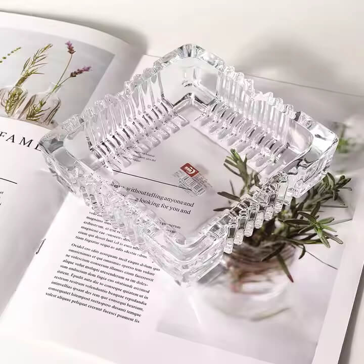 Luxury Crystal Glass Ashtray – Elegant & Stylish Home Décor image 0