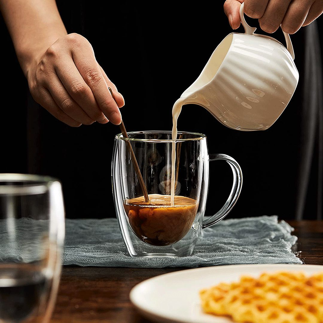 Doubled walled Glass Cup - 350 ML – Insulated Hot & Cold Beverage Gl image 1