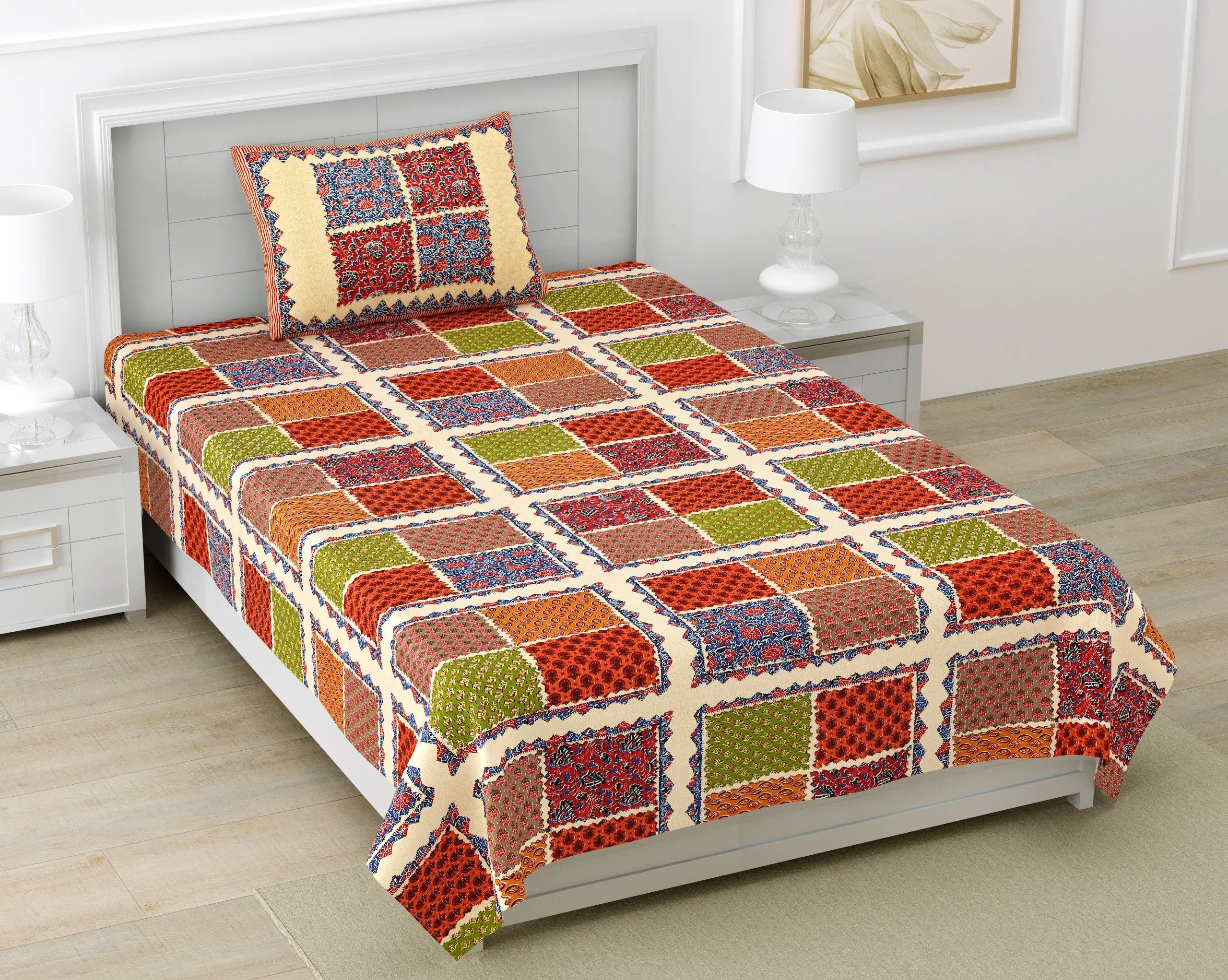 Ajrakh Print Single Bed Sheet