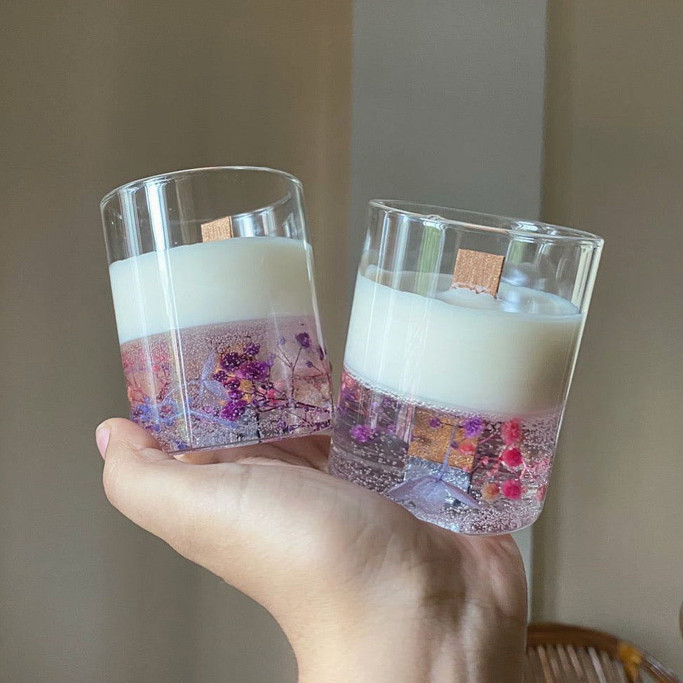Flower Gel Wax Candle with Wood Wick – for Relaxation & Ambience image 0