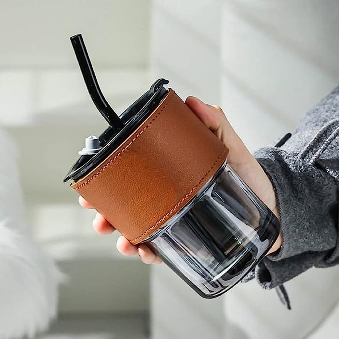 Glass Coffee Cups & Mugs with Lid and Straw image 0