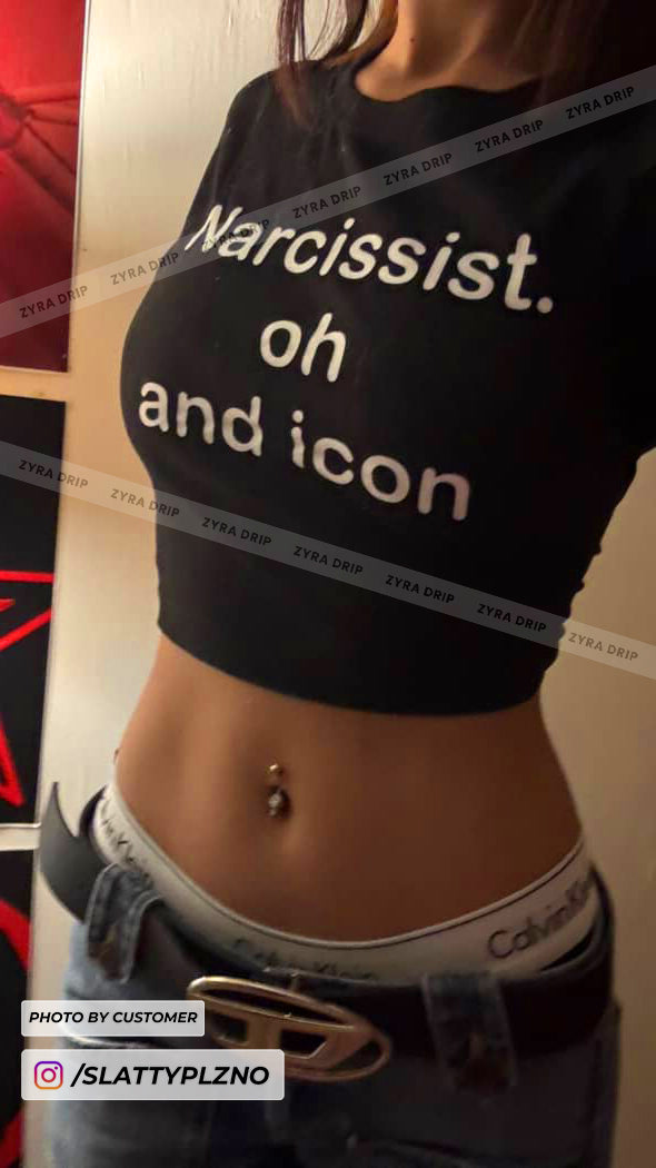 Narcissist Oh and Icon Baby Tee – Black Crop Top