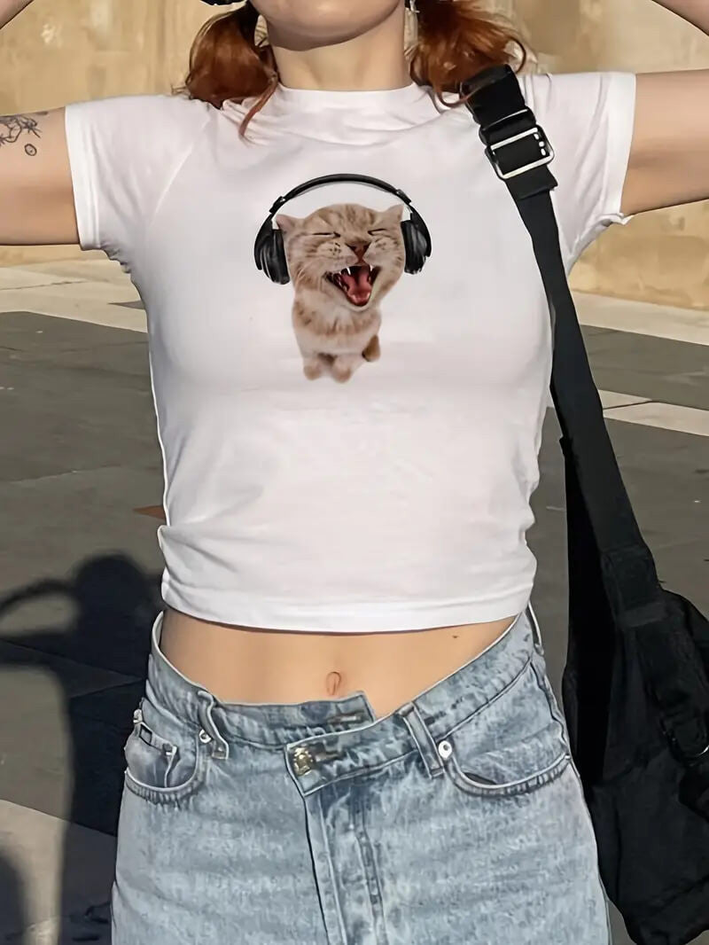 Cat International Baby Tee | Crop Top