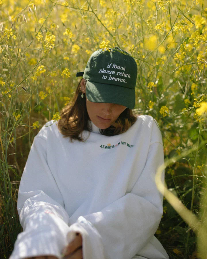 Green Aesthetic Baseball Cap – If Found Return to Heaven Embroidered Hat