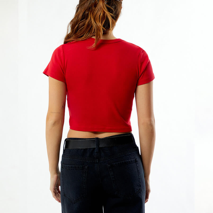 Red Bow Baby Tee for Women