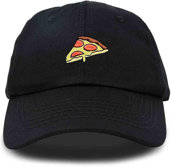 Black Embroidered Pizza Hat