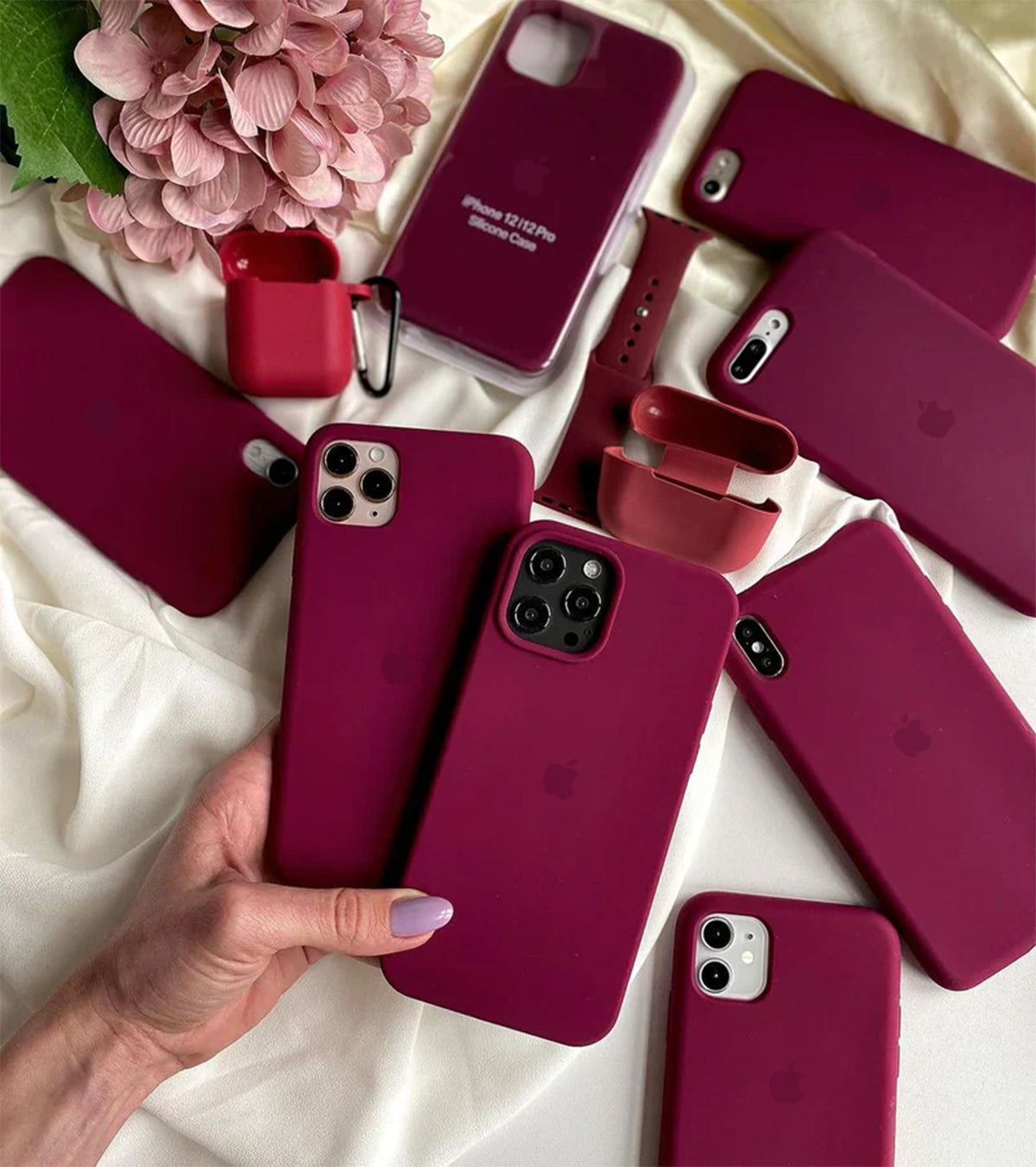 Minimal Back Logo - Wine Maroon iPhone Silicone Case | Criminally Good™