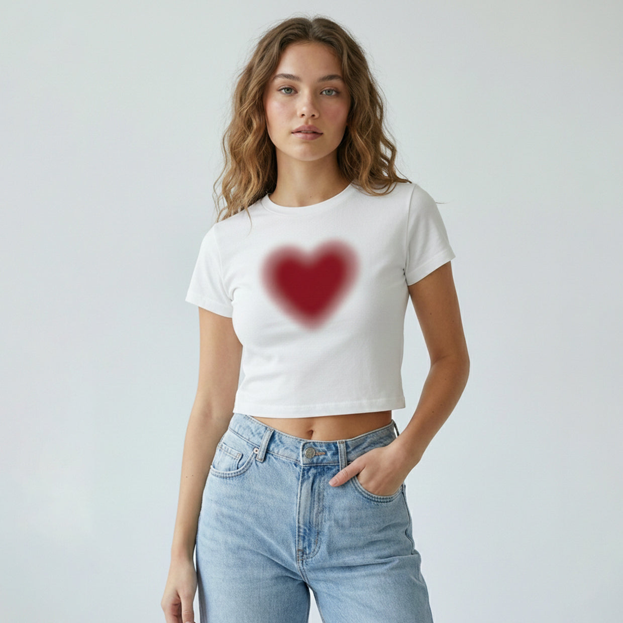 Minimal Red Heart Crop Top Baby Tee | Soft Cotton Fitted T-Shirt for Women – Criminally Good