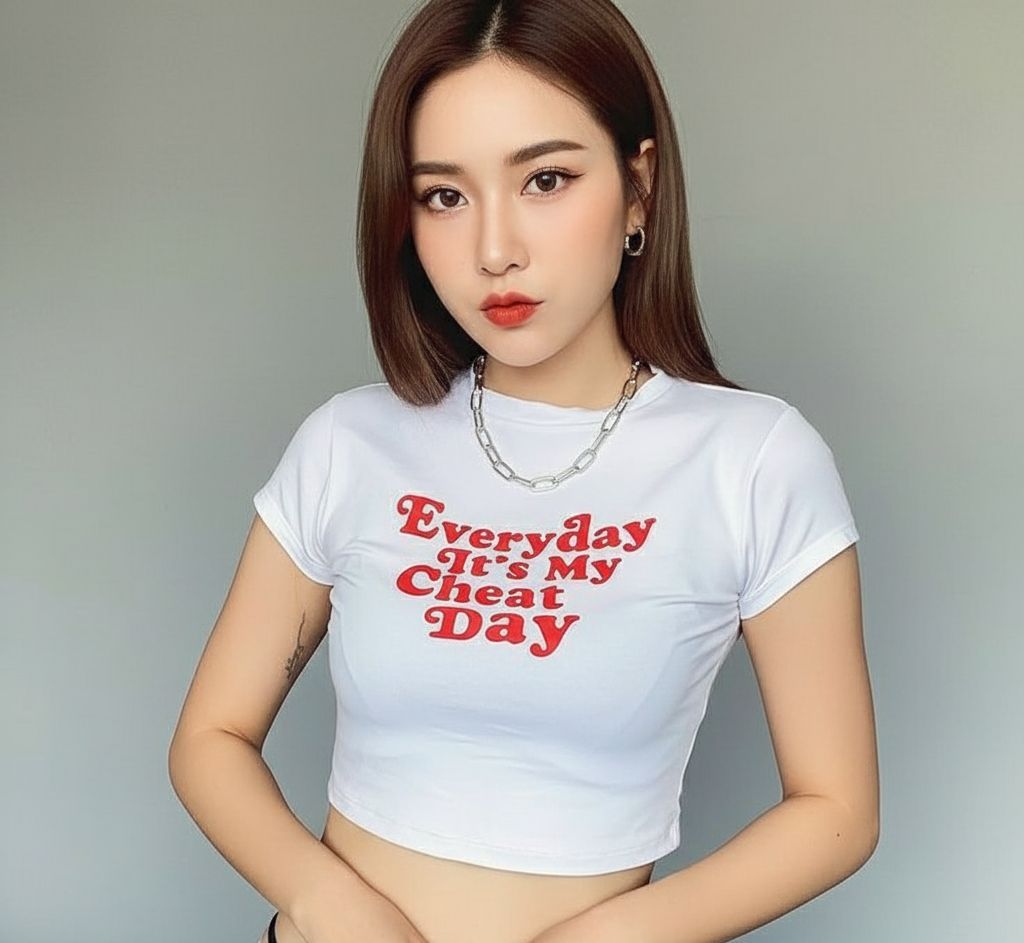 Women’s Black Graphic Baby Tee – “Stay Cool Play Hard” | Soft Stretch Fit Crop Top