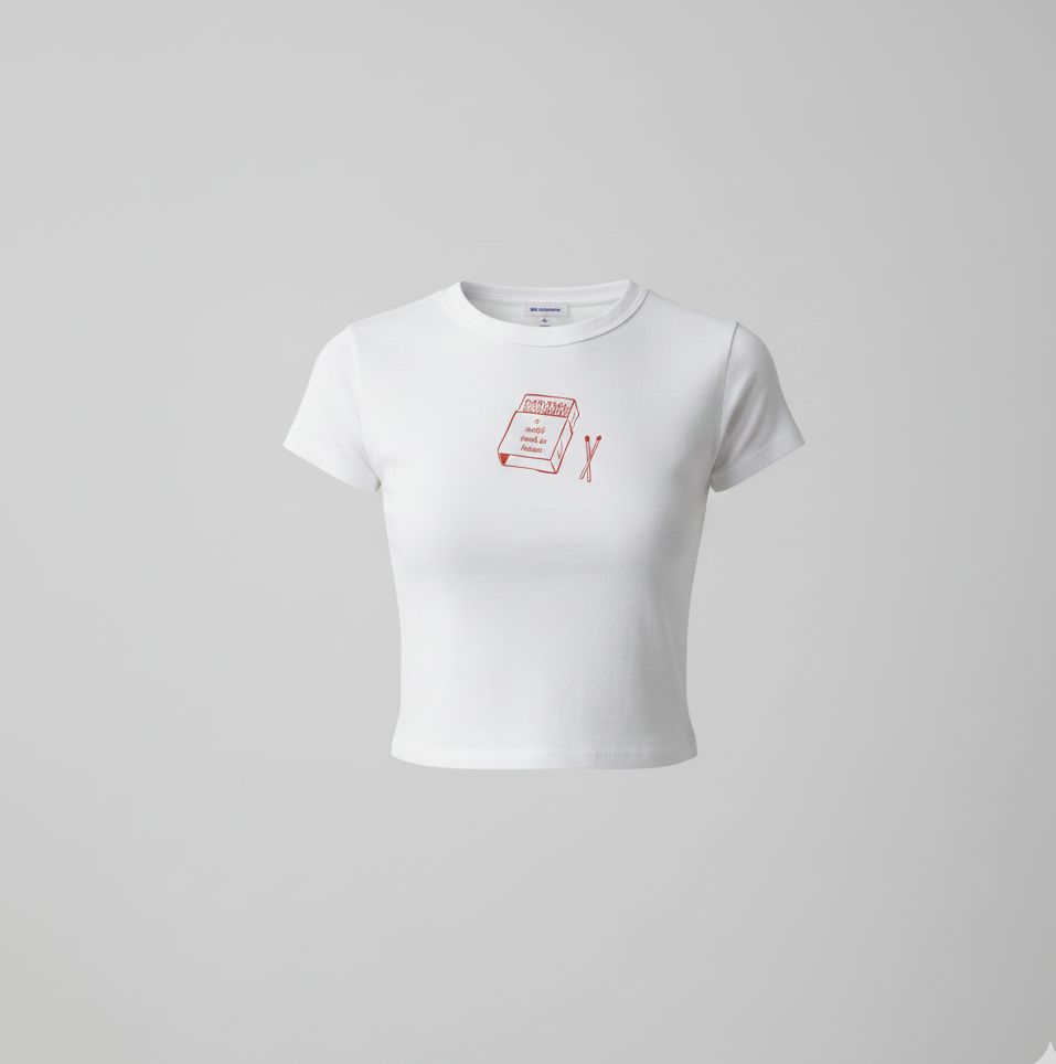 Vintage Matchbox Graphic Baby Tee – Minimalist Aesthetic Tee