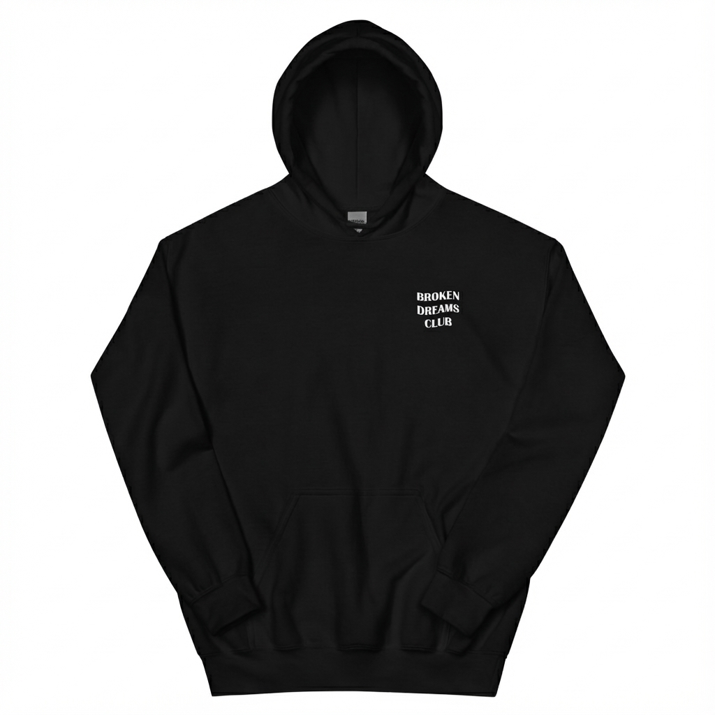 Broken Dreams Club Black Oversized Hoodie for Men & Women | Premium Cotton Streetwear Sweatshirt
