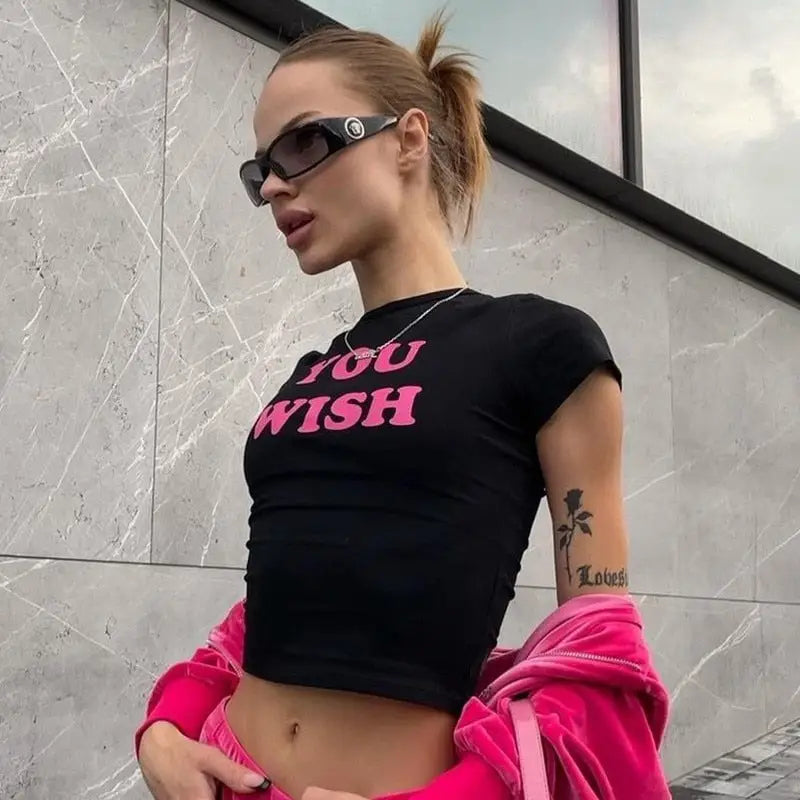YOU WISH Graphic Baby Tee for Women