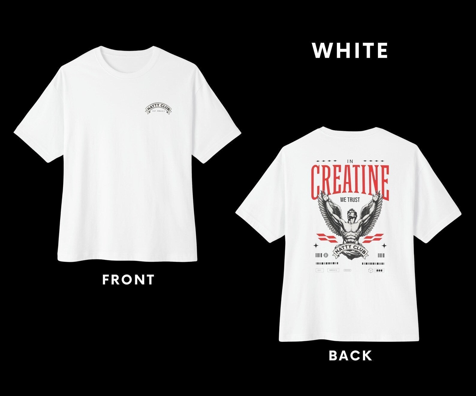 white Oversized Creatine Gym T-Shirt