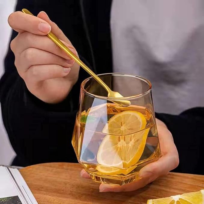 Crystal Whiskey Glasses Set - 310ML, Gold Color, 6 Pieces - Elegant Design image 0