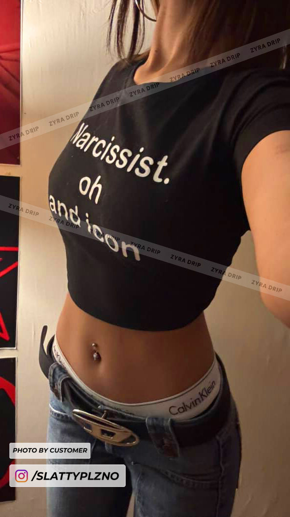 Narcissist Oh and Icon Baby Tee – Black Crop Top