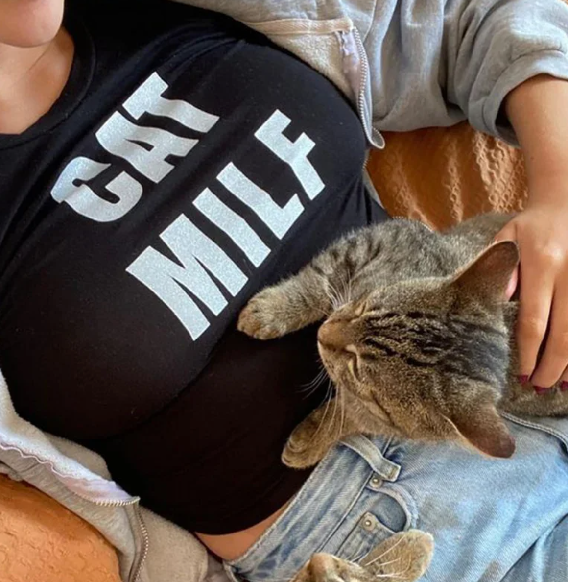 Cat MILF Printed Baby Tee for Women | Y2K Graphic Crop Top | Slim Fit Cotton T-Shirt