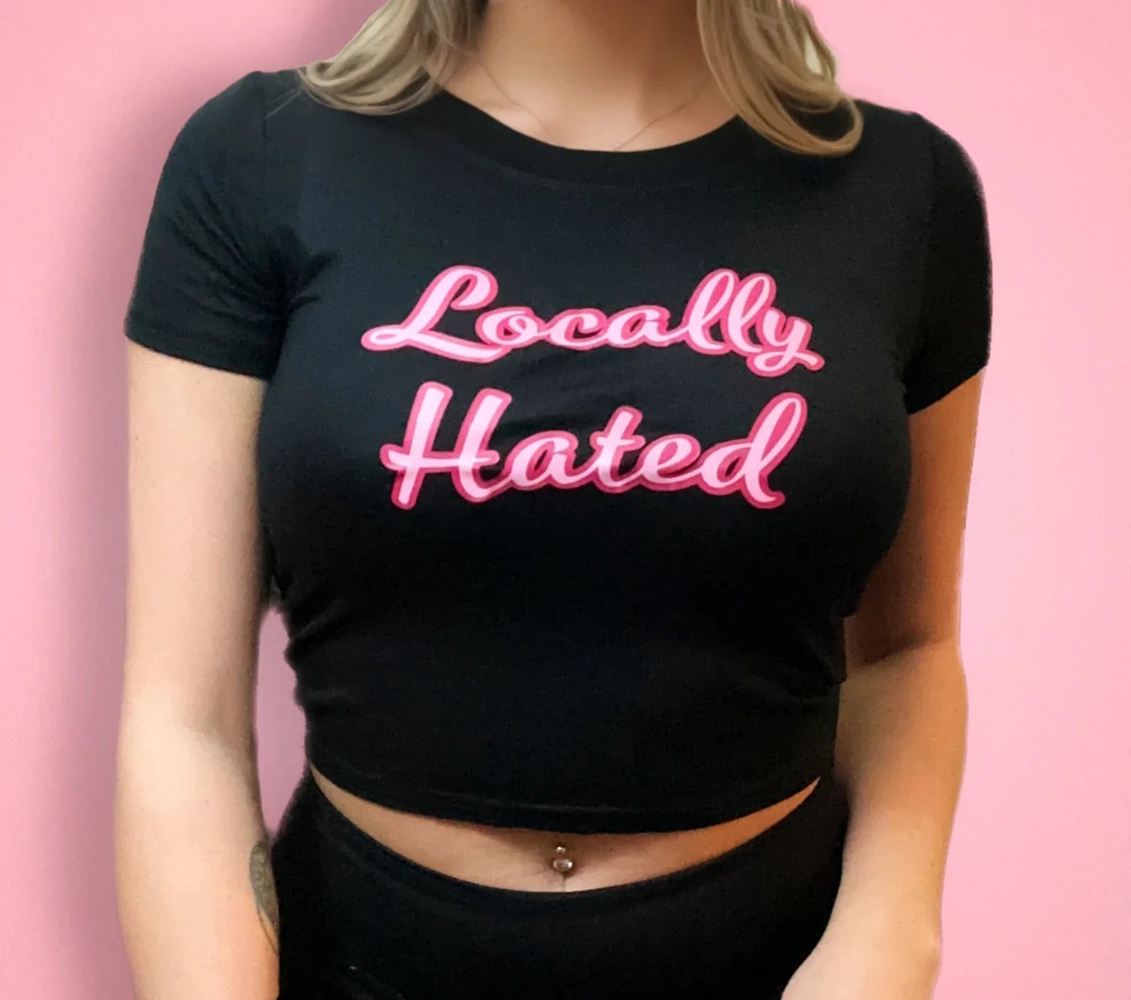 Locally Hated Women’s Baby Tee – Slim Fit Y2K Graphic Crop Top