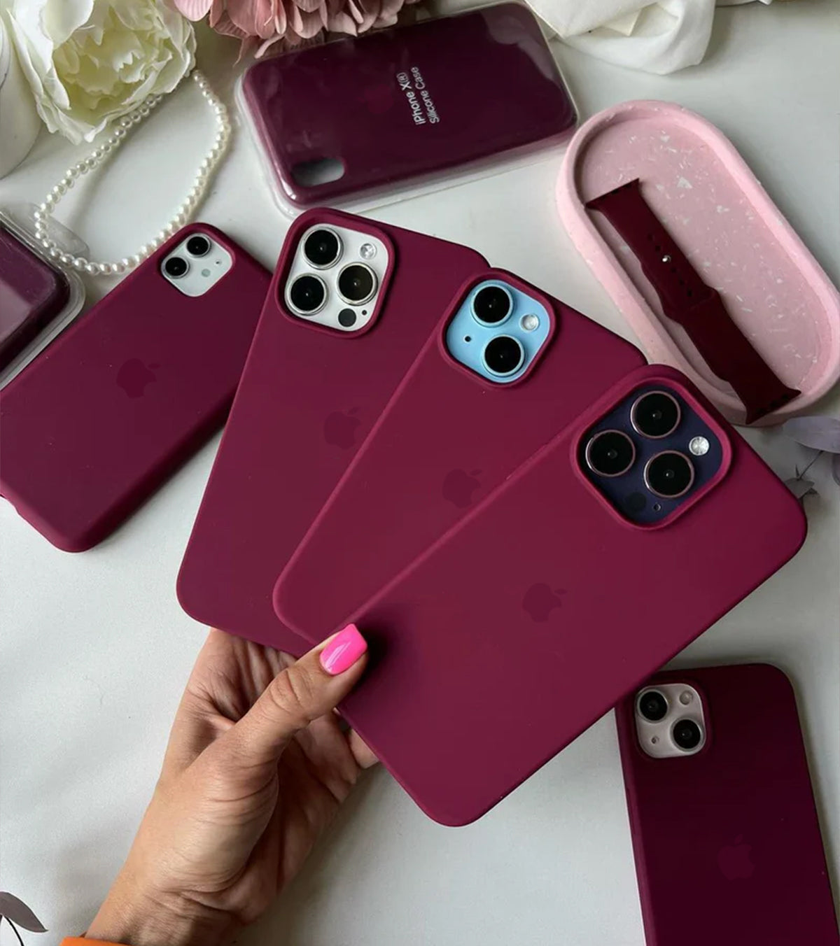 Minimal Back Logo - Wine Maroon iPhone Silicone Case | Criminally Good™