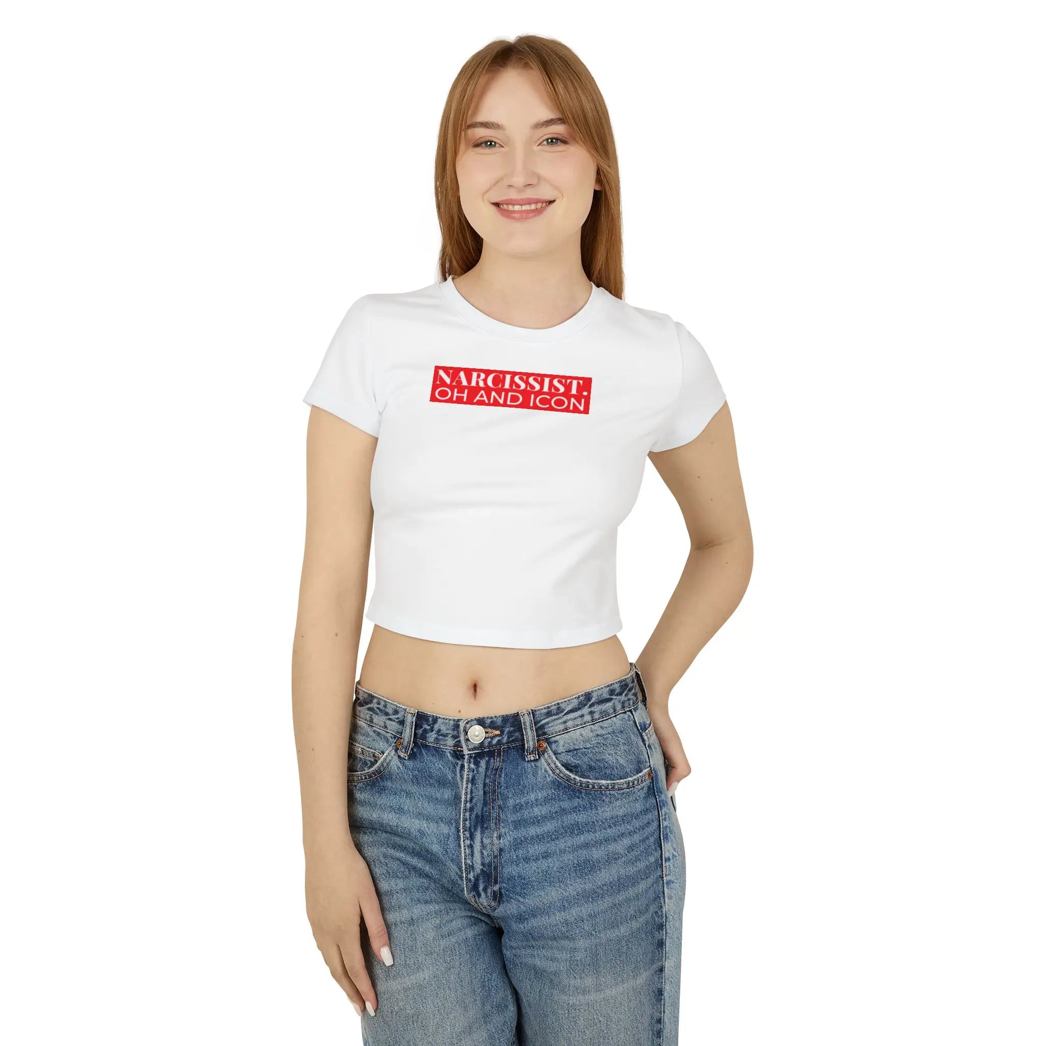 Narcissist Oh and Icon Baby Tee – White Crop Top | Baby Tee for women