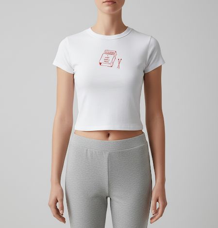 Vintage Matchbox Graphic Baby Tee – Minimalist Aesthetic Tee